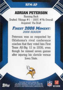2007 Finest - Moments #RFM-AP Adrian Peterson Back