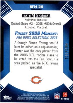 2007 Finest - Moments Blue Refractors #RFM-DH Devin Hester Back