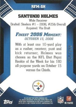 2007 Finest - Moments Blue Refractors #RFM-SH Santonio Holmes Back