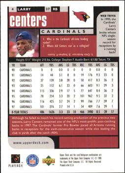1998 UD Choice #4 Larry Centers Back