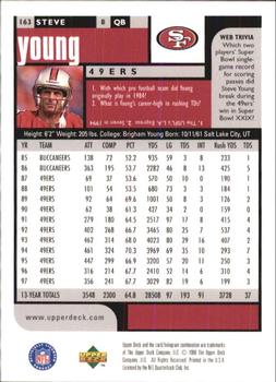 1998 UD Choice #163 Steve Young Back