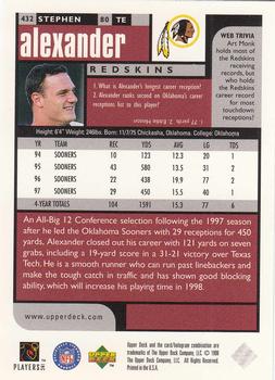 1998 UD Choice #432 Stephen Alexander Back
