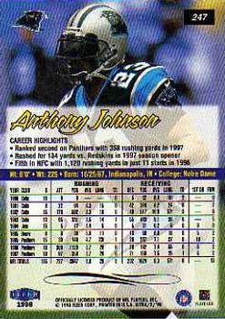 1998 Ultra #247 Anthony Johnson Back