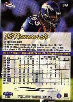 1998 Ultra #275 Bill Romanowski Back