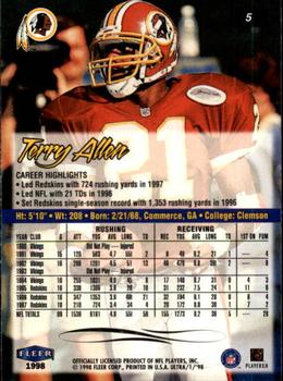 1998 Ultra #5 Terry Allen Back