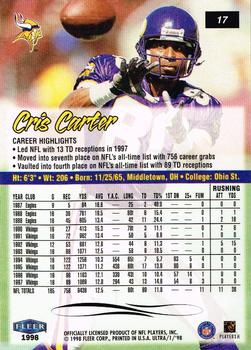 1998 Ultra #17 Cris Carter Back