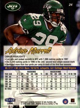 1998 Ultra #24 Adrian Murrell Back