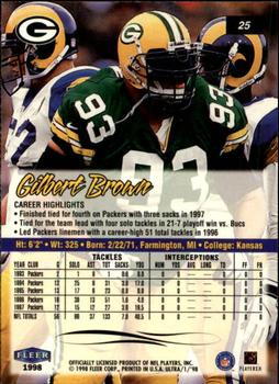 1998 Ultra #25 Gilbert Brown Back