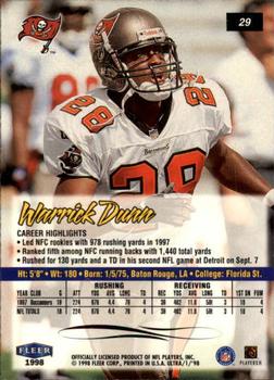 1998 Ultra #29 Warrick Dunn Back