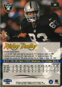 1998 Ultra #36 Rickey Dudley Back