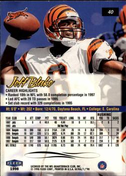 1998 Ultra #40 Jeff Blake Back