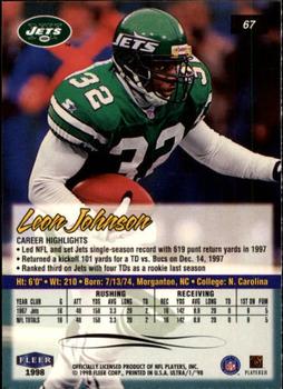 1998 Ultra #67 Leon Johnson Back