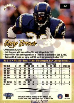 1998 Ultra #94 Gary Brown Back