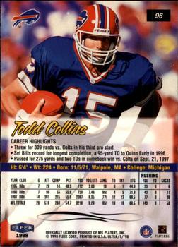 1998 Ultra #96 Todd Collins Back