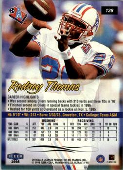 1998 Ultra #138 Rodney Thomas Back