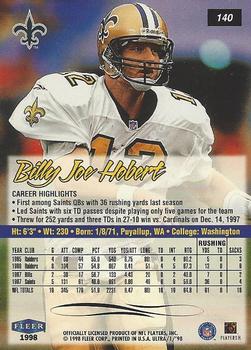 1998 Ultra #140 Billy Joe Hobert Back