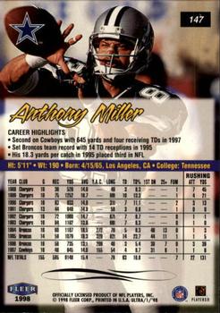 1998 Ultra #147 Anthony Miller Back