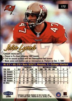 1998 Ultra #172 John Lynch Back