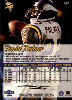 1998 Ultra #184 David Palmer Back