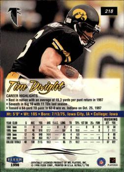 1998 Ultra #218 Tim Dwight Back