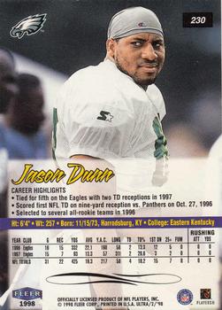 1998 Ultra #230 Jason Dunn Back