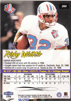 1998 Ultra #260 Ricky Whittle Back