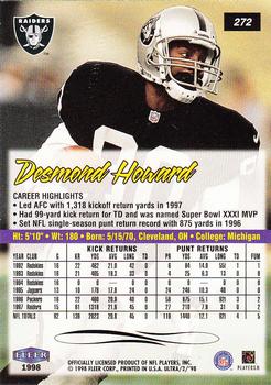 1998 Ultra #272 Desmond Howard Back
