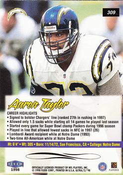 1998 Ultra #309 Aaron Taylor Back