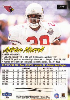 1998 Ultra #318 Adrian Murrell Back