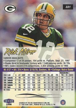 1998 Ultra #331 Rick Mirer Back