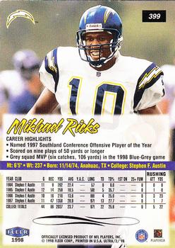 1998 Ultra #399 Mikhael Ricks Back