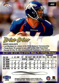 1998 Ultra #400 Brian Griese Back