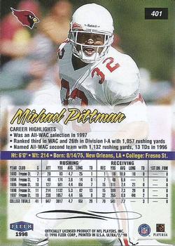 1998 Ultra #401 Michael Pittman Back