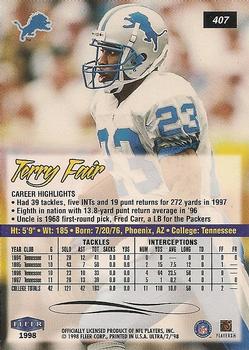 1998 Ultra #407 Terry Fair Back