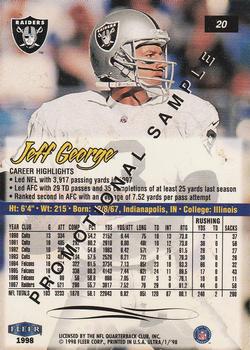 1998 Ultra #20 Jeff George  Back