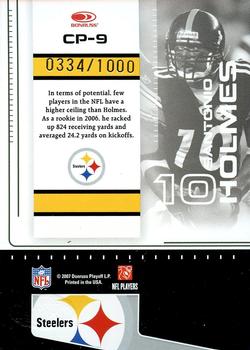 2007 Leaf Certified Materials - Certified Potential #CP-9 Santonio Holmes Back