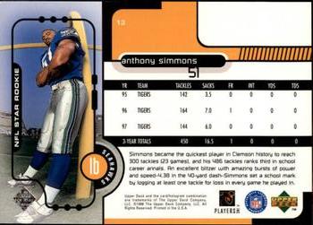 1998 Upper Deck #13 Anthony Simmons Back