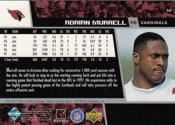 1998 Upper Deck #52 Adrian Murrell Back