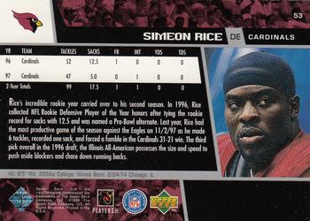 1998 Upper Deck #53 Simeon Rice Back