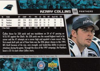 1998 Upper Deck #70 Kerry Collins Back