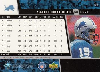 1998 Upper Deck #106 Scott Mitchell Back