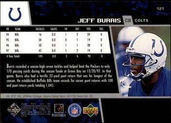 1998 Upper Deck #121 Jeff Burris Back