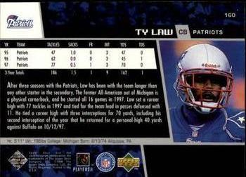 1998 Upper Deck #160 Ty Law Back