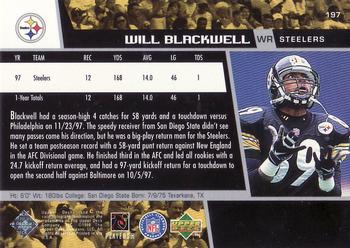 1998 Upper Deck #197 Will Blackwell Back