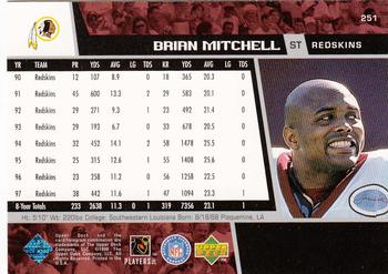 1998 Upper Deck #251 Brian Mitchell Back