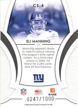 2007 Leaf Certified Materials - Certified Skills #CS-4 Eli Manning Back