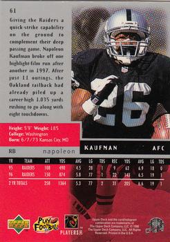 1998 Upper Deck Black Diamond #61 Napoleon Kaufman Back