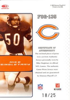 2007 Leaf Certified Materials - Fabric of the Game Position #FOG-135 Mike Singletary Back