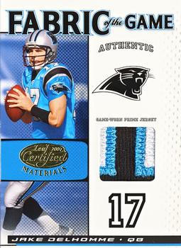 2007 Leaf Certified Materials - Fabric of the Game Prime #FOG-41 Jake Delhomme Front