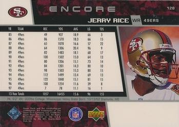 1998 Upper Deck Encore #128 Jerry Rice Back